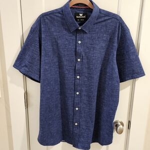 Buttercloth Ice Cotton Short-Sleeve Button-Down Shirt - Navy Blue - Size XL Tall
